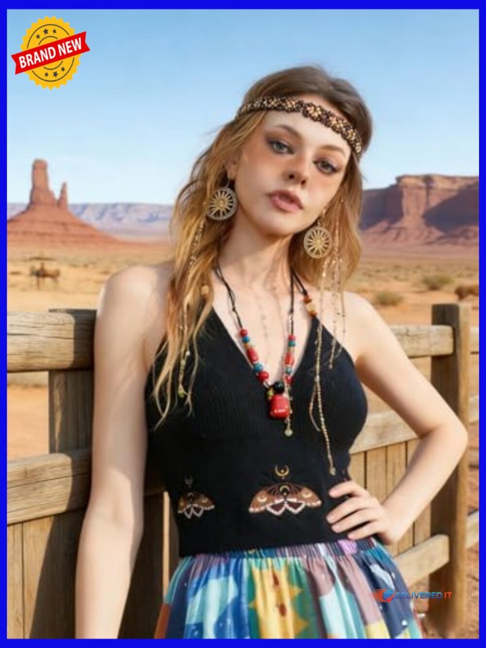 Y2k Halter Crop Top Hollow Out Tie Back Knit Festival Cowgirl Shirt - Picture 3 of 6